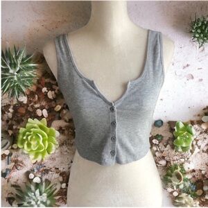 Shein Grey Button Up Crop Top